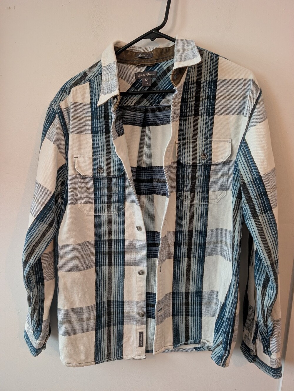 Eddie‎ Bauer Mens Relaxed Fit Plaid Thick Flannel Shirt